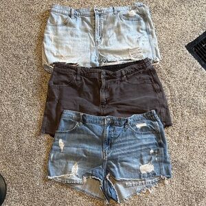 Women’s Distressed Denim Shorts Pack - Light Wash, Black, Medium Wash